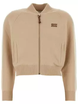 Miu Miu кардиган из кашемировой смеси, нейтральный цвет