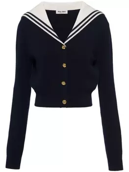 Miu Miu кашемировый кардиган с полосками, синий