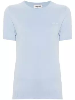 Miu Miu кашемировый топ с логотипом, синий