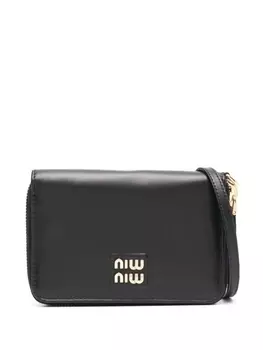 Miu Miu кошелек с ремешком на шею, черный