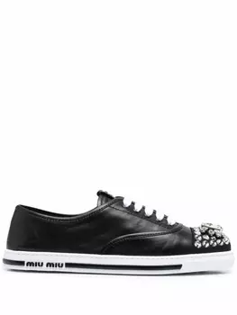 Miu Miu кроссовки с кристаллами, черный