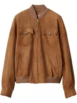 Miu Miu куртка с логотипом, коричневый