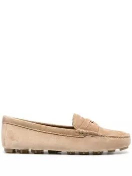 Miu Miu лоферы с тисненым логотипом, коричневый