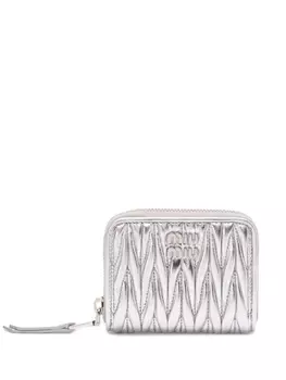 Miu Miu маленький стеганый кошелек, серебряный