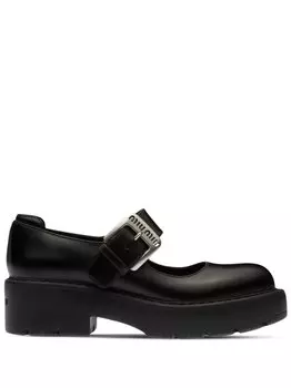 Miu Miu массивные лоферы с пряжками, черный