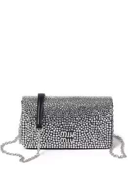 Мини-сумка на плечо Miu Miu с кристаллами, черный