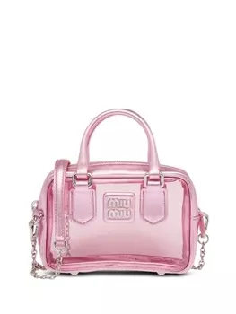 Miu Miu мини-сумка с эффектом металлик, розовый