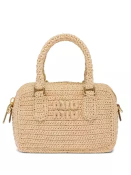 Miu Miu мини-сумка в технике кроше, нейтральный цвет