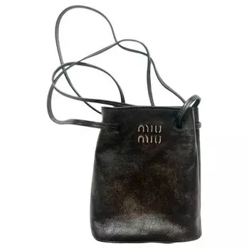 MIU MIU Мини-сумка-ведро из кожи наппа, женская, коричневого цвета