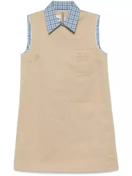 Miu Miu многослойное платье мини, нейтральный цвет