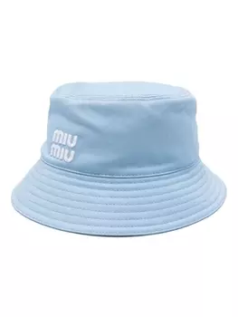 Miu Miu панама с вышитым логотипом, синий