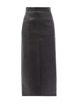 Miu Miu Panelled leather midi skirt, черный