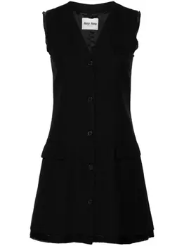 Miu Miu платье миди с вышитым логотипом, синий