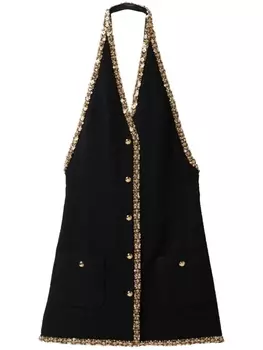 Miu Miu платье мини с вышивкой, черный