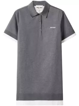 Miu Miu платье мини тонкой вязки, серый