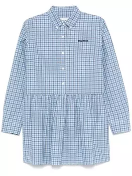 Miu Miu платье мини в клетку, синий