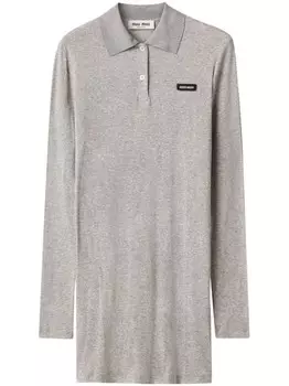 Miu Miu платье мини в рубчик, серый