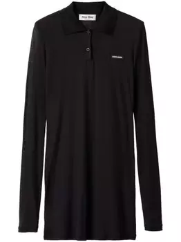 Miu Miu платье мини в рубчик, черный