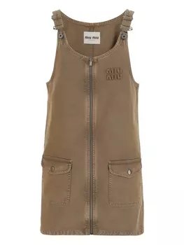 Miu Miu платье с логотипом, коричневый