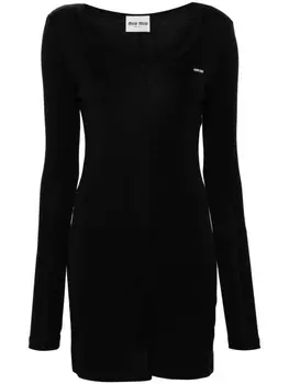 Miu Miu платье с нашивкой-логотипом, черный