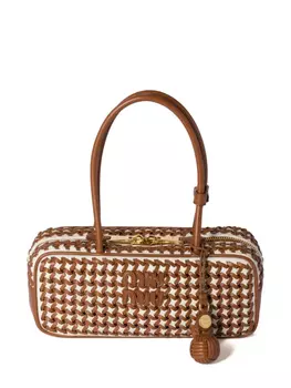 Miu Miu плетеная сумка-тоут Beau, коричневый