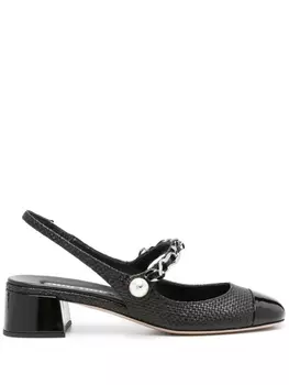 Miu Miu плетеные туфли с цепочкой, черный