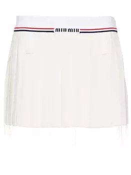 Miu Miu плиссированная юбка мини Sabl, белый