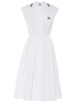 Miu Miu поплиновое платье миди, белый