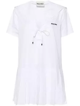 Miu Miu поплиновое платье мини, белый