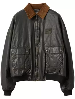 Miu Miu поплиновый бомбер, черный