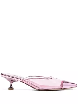 Miu Miu прозрачные мюли с контрастным носком, розовый