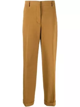 Miu Miu прямые брюки с вышитым логотипом, желтый