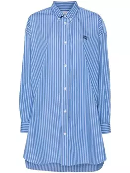 Miu Miu расклешенное платье-рубашка с логотипом, синий