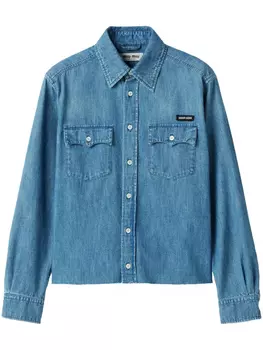 Miu Miu рубашка из ткани шамбре, синий
