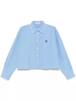 Miu Miu рубашка с вышитым логотипом, синий