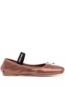 Miu Miu satin ballerina shoes, коричневый
