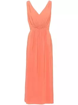 Miu Miu шелковое платье со сборками, оранжевый