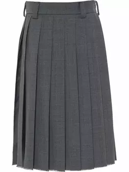 Miu Miu шерстяная юбка в клетку Prince of Wales, серый