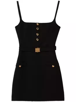 Miu Miu шерстяное платье мини с поясом, черный