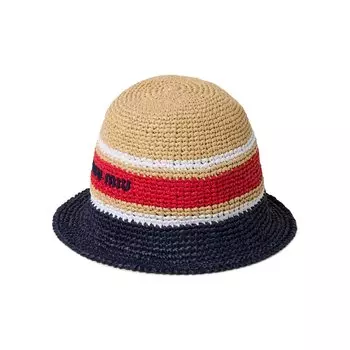 Miu Miu Шляпа из вискозной рафии, цвет Бежевый/Синий