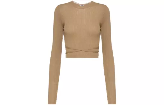 MIU MIU SS21 Джемпер женский верблюжий коричневый