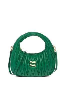 Miu Miu стеганая мини-сумка на плечо Miu Wander, зеленый