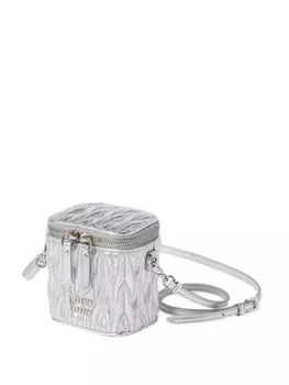 Miu Miu стеганая мини-сумка, серебристый