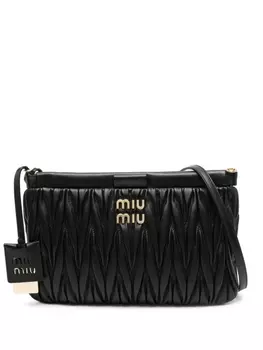 Miu Miu стеганая сумка на плечо, черный