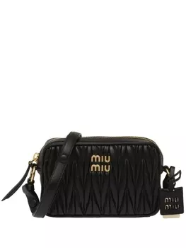 Miu Miu стеганая сумка на плечо, черный