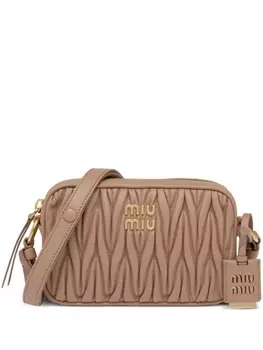 Miu Miu стеганая сумка на плечо, нейтральный цвет