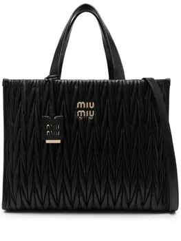 Miu Miu стеганая сумка-тоут, черный