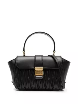 Miu Miu стеганая сумка-тоут, черный