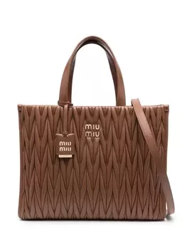 Miu Miu стеганая сумка-тоут, коричневый