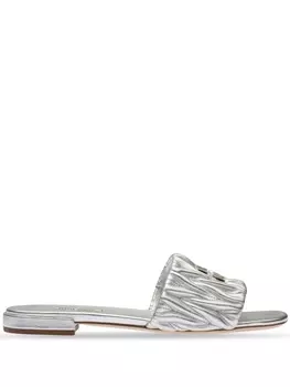 Miu Miu стеганые сандалии, серебристый